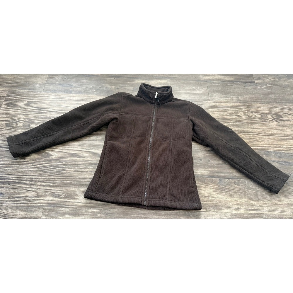 Patagonia Synchilla Full Zip Fleece Jacket Brown Ribbed Mock Neck Womens Small